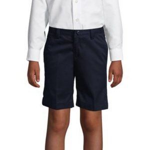NWT LANDS' END UNIFORM BOYS PLAIN FRONT CHINO SHORTS CLASSIC NAVY 6S, 12S, 18S